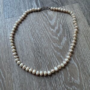 Cultured iridescent freshwater baroque pearl necklace